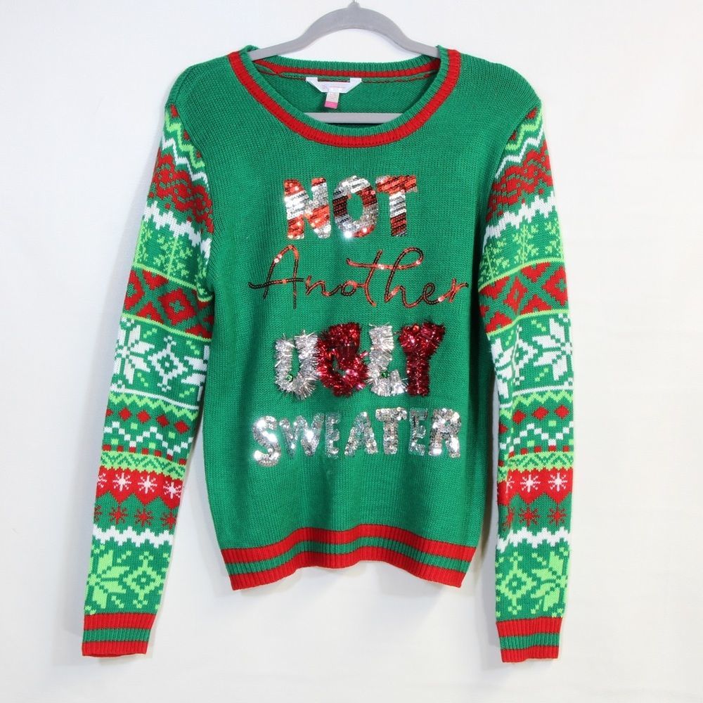 Women's Festive Green 'Not Just Another Ugly Christmas' Sweater NWOT